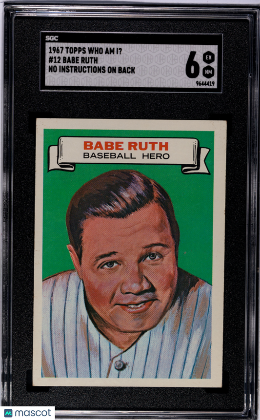 1967 Topps Who Am I? Babe Ruth #12 No Instructions On Back SGC 6