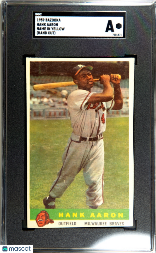 1959 Bazooka Hank Aaron Name In Yellow (Hand Cut) SGC A