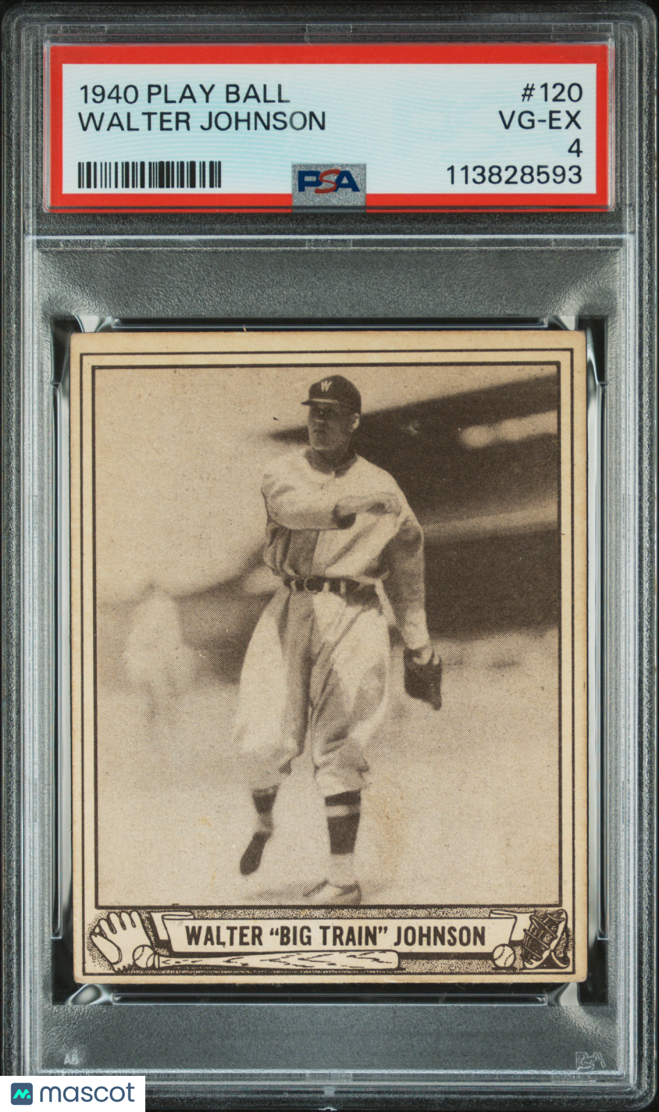 1940 Play Ball Walter Johnson #120 PSA 4