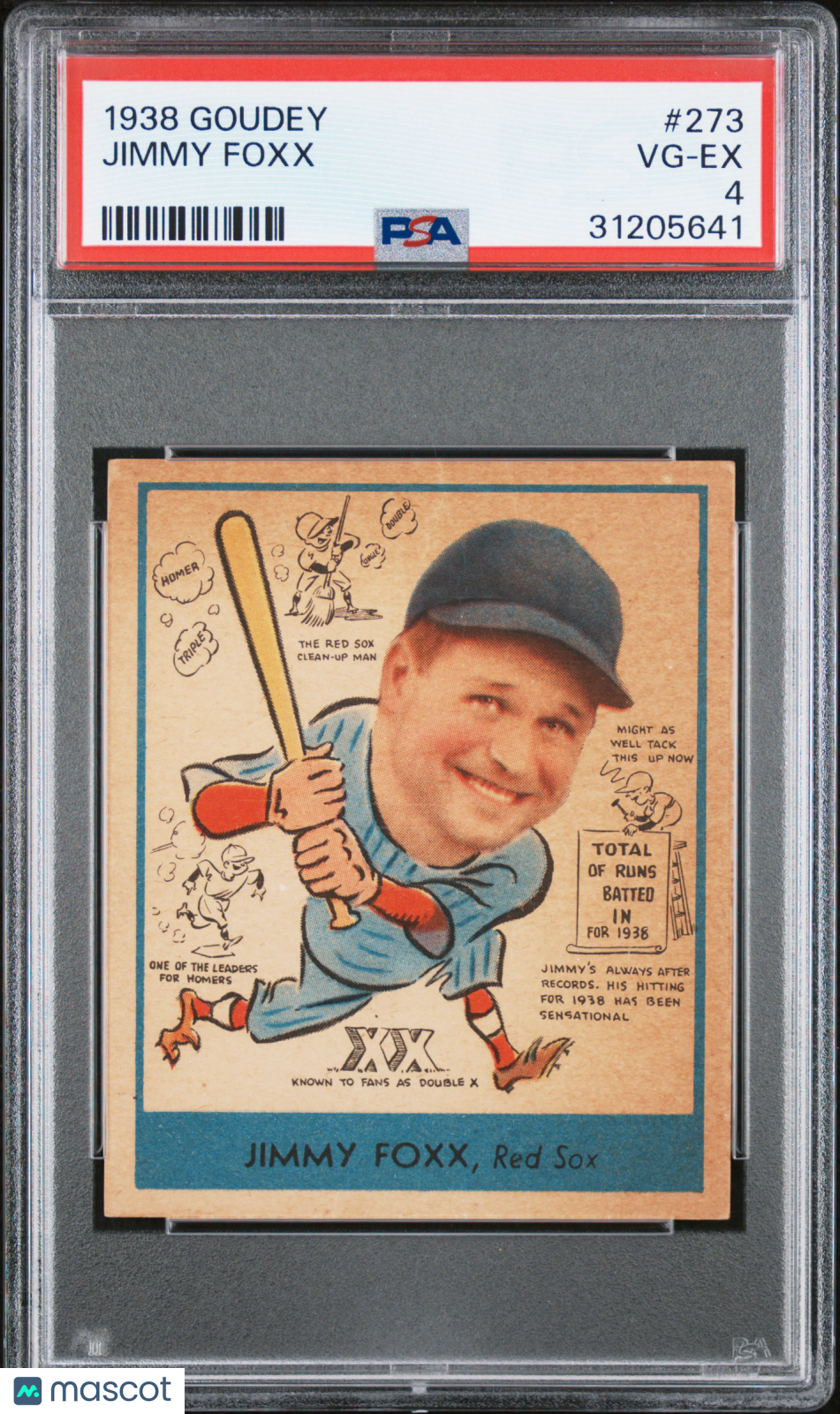 1938 Goudey Jimmy Foxx #273 PSA 4