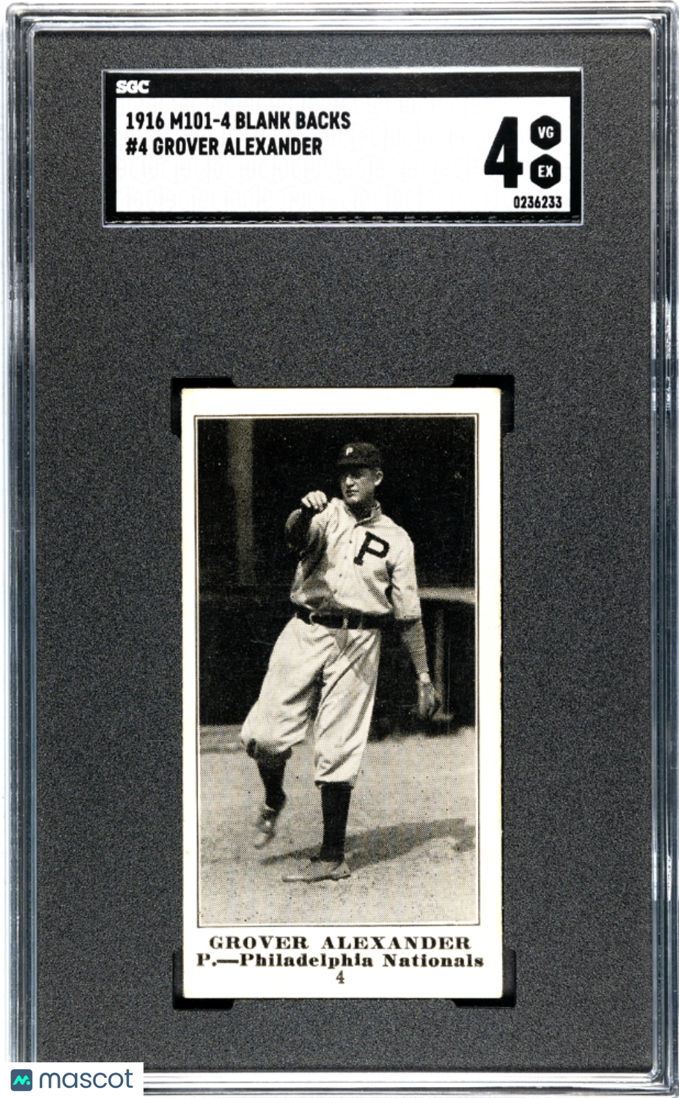 1916 M101-4 Blank Backs Grover Alexander SGC 4