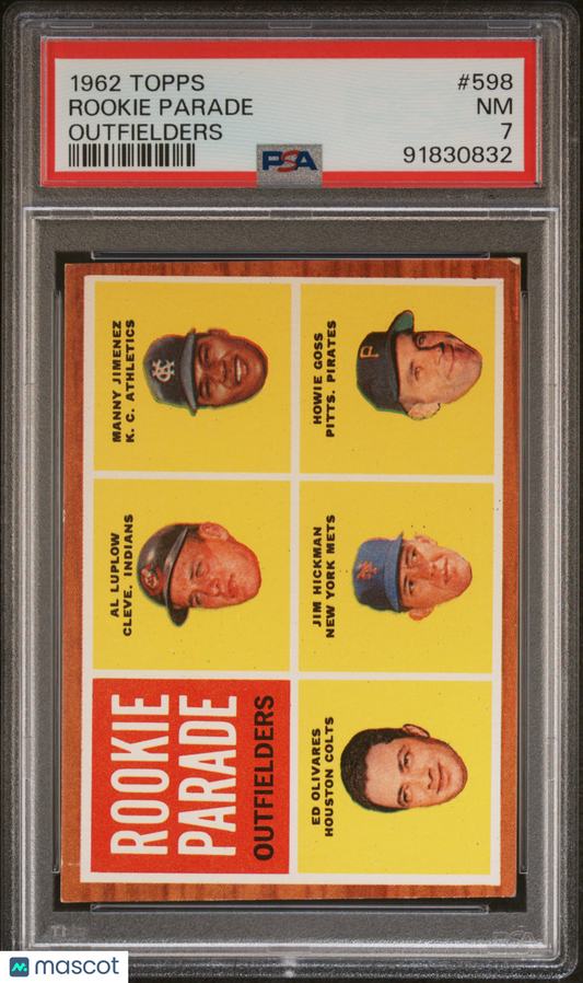 1962 Topps Rookie Parade #598 Outfielders PSA 7