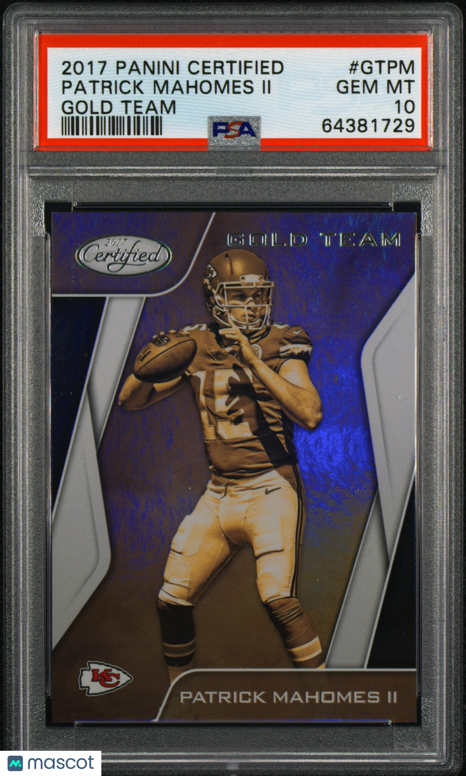 2017 Panini Certified Gold Team Patrick Mahomes II #GTPM PSA 10