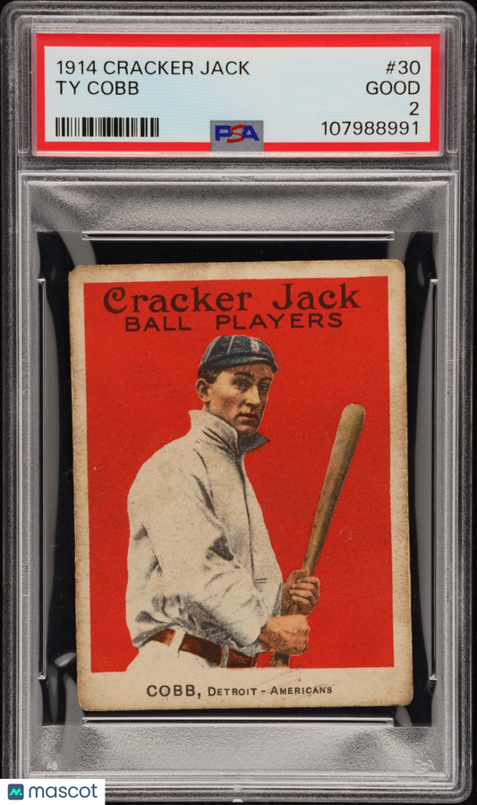 1914 Cracker Jack Ty Cobb #30 PSA 2