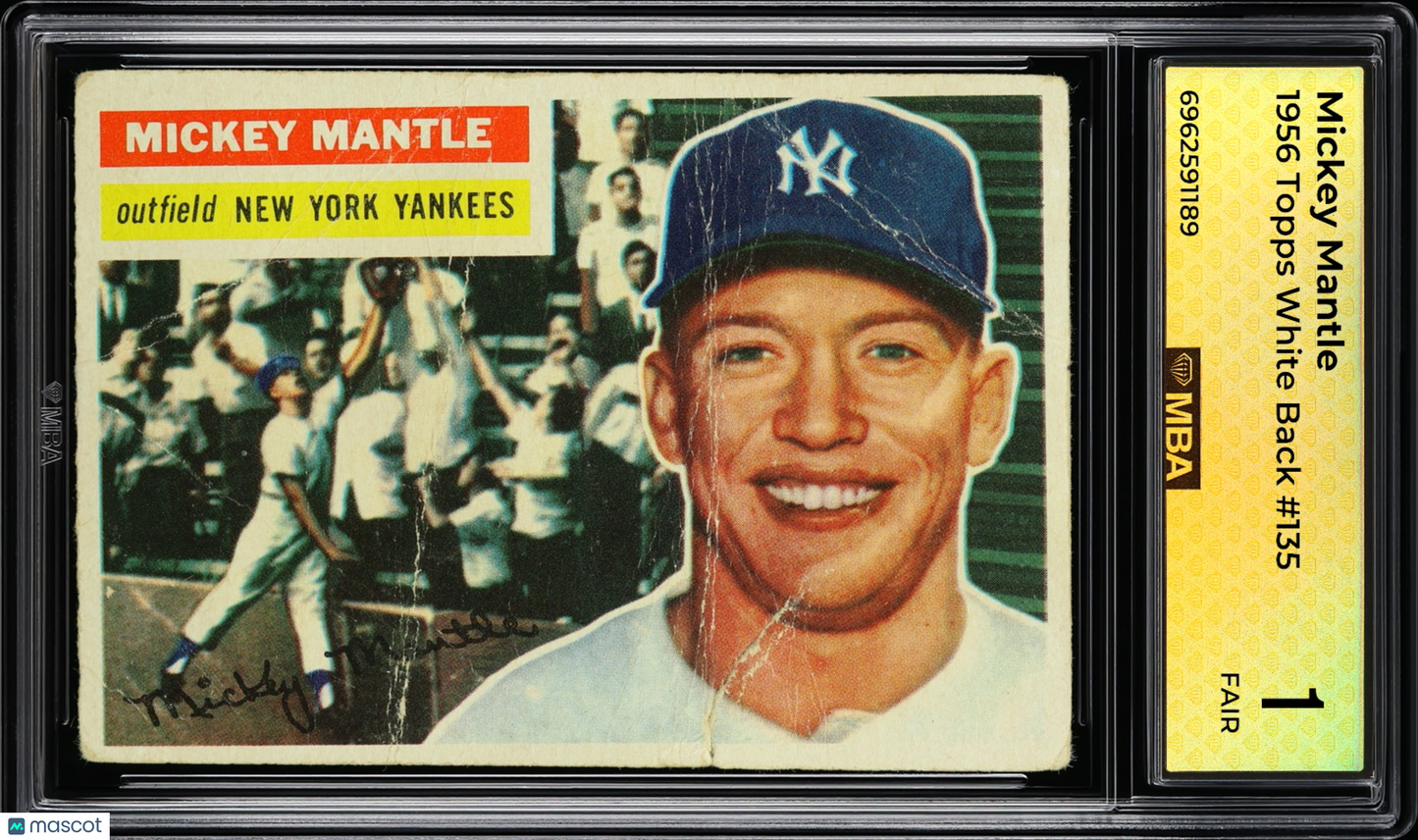 1956 Topps Mickey Mantle #135 White Back MBA 1