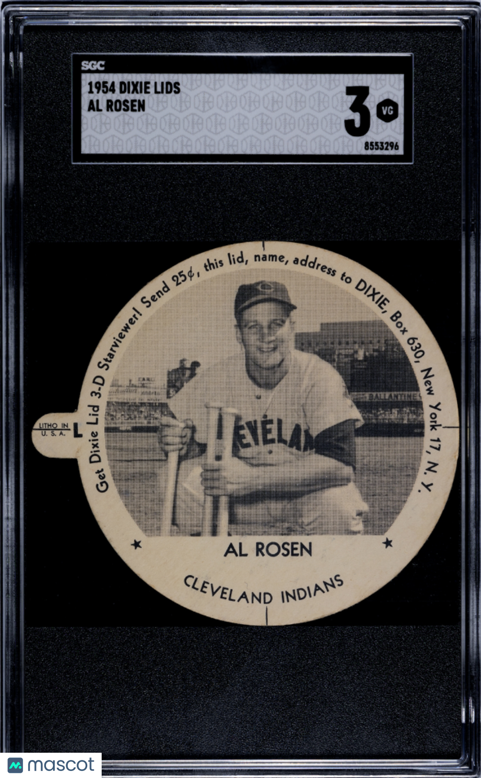 1954 Dixie Lids Al Rosen SGC 3