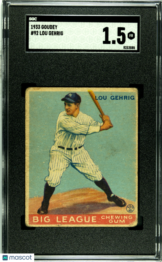 1933 Goudey Lou Gehrig #92 SGC 1.5