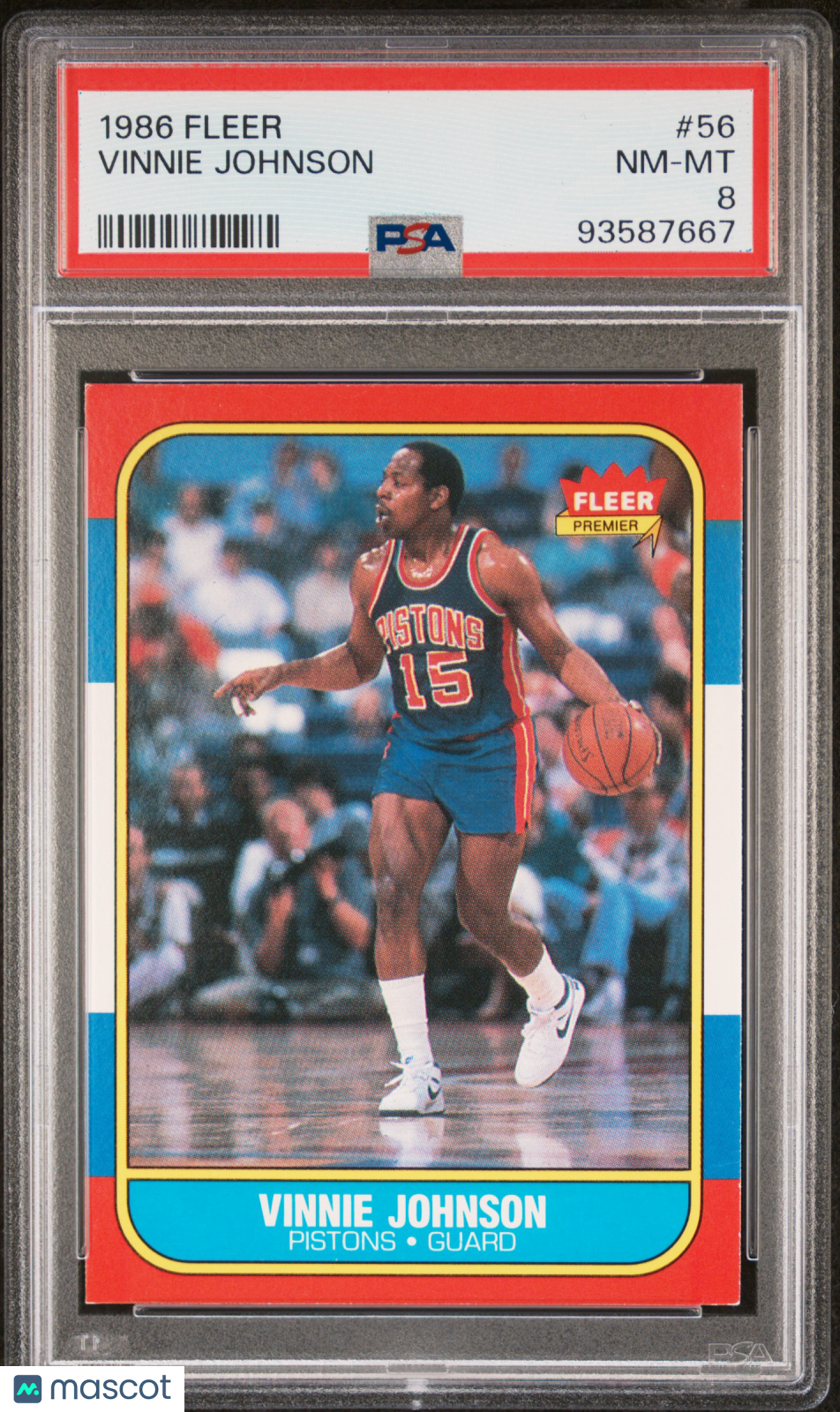 1986 Fleer Vinnie Johnson #56 PSA 8