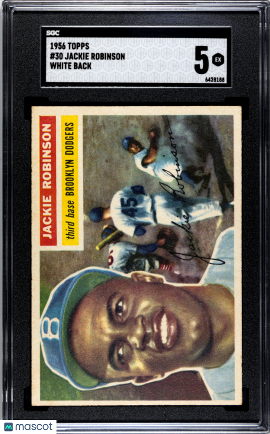 1956 Topps Jackie Robinson #30 White Back SGC 5