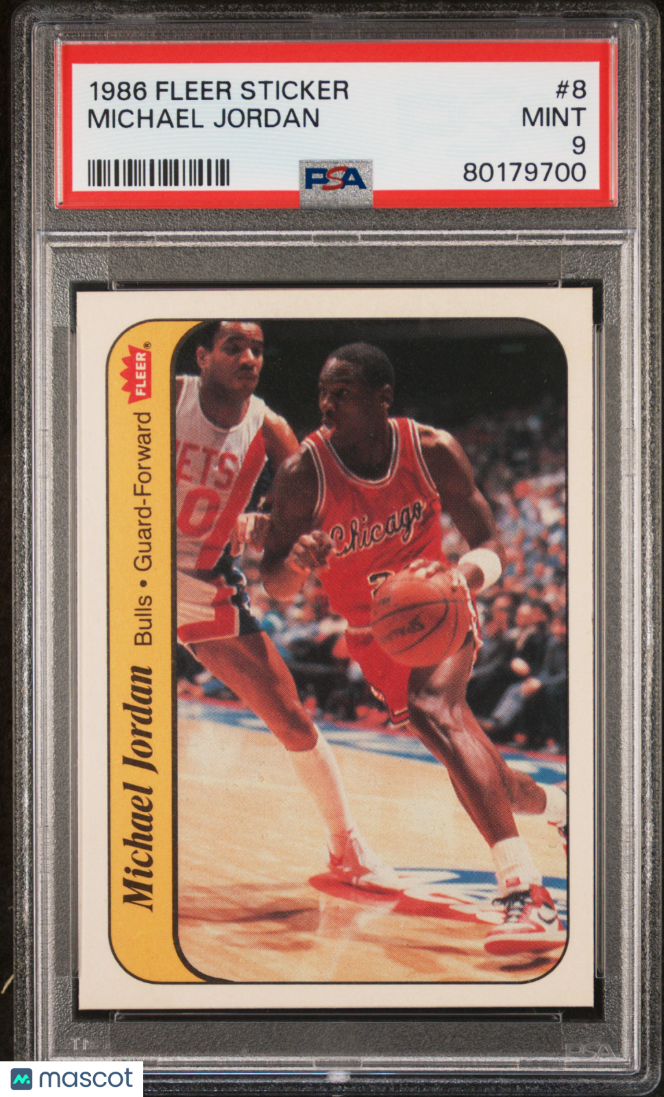 1986 Fleer Sticker Michael Jordan #8 PSA 9