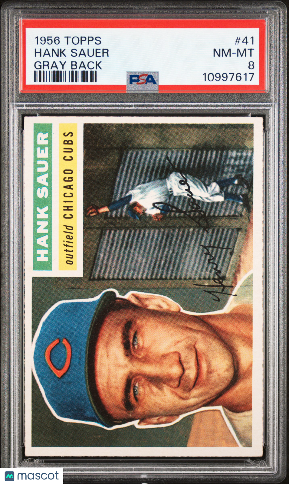 1956 Topps Hank Sauer #41 Gray Back PSA 8