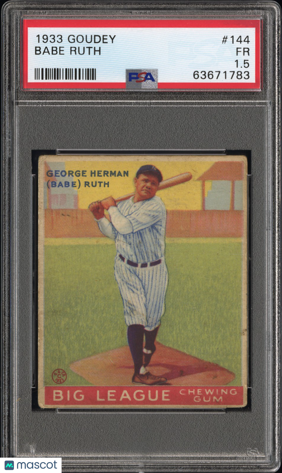 1933 Goudey Babe Ruth #144 PSA 1.5