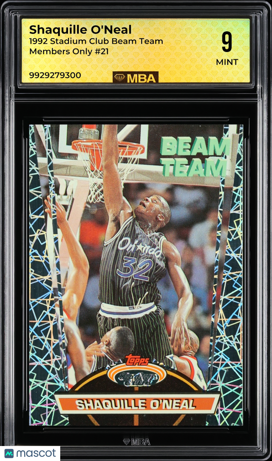 1992 Stadium Club Beam Team Shaquille O'Neal #21 Members Only MBA 9
