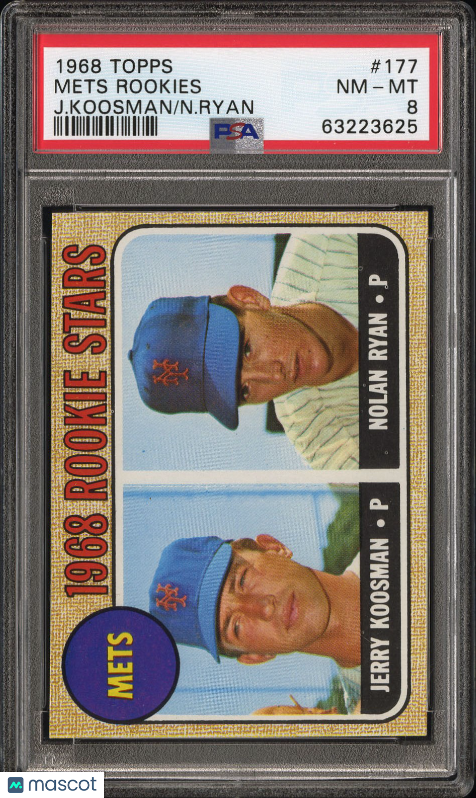 1968 Topps Mets Rookies #177 J. Koosman N. Ryan PSA 8