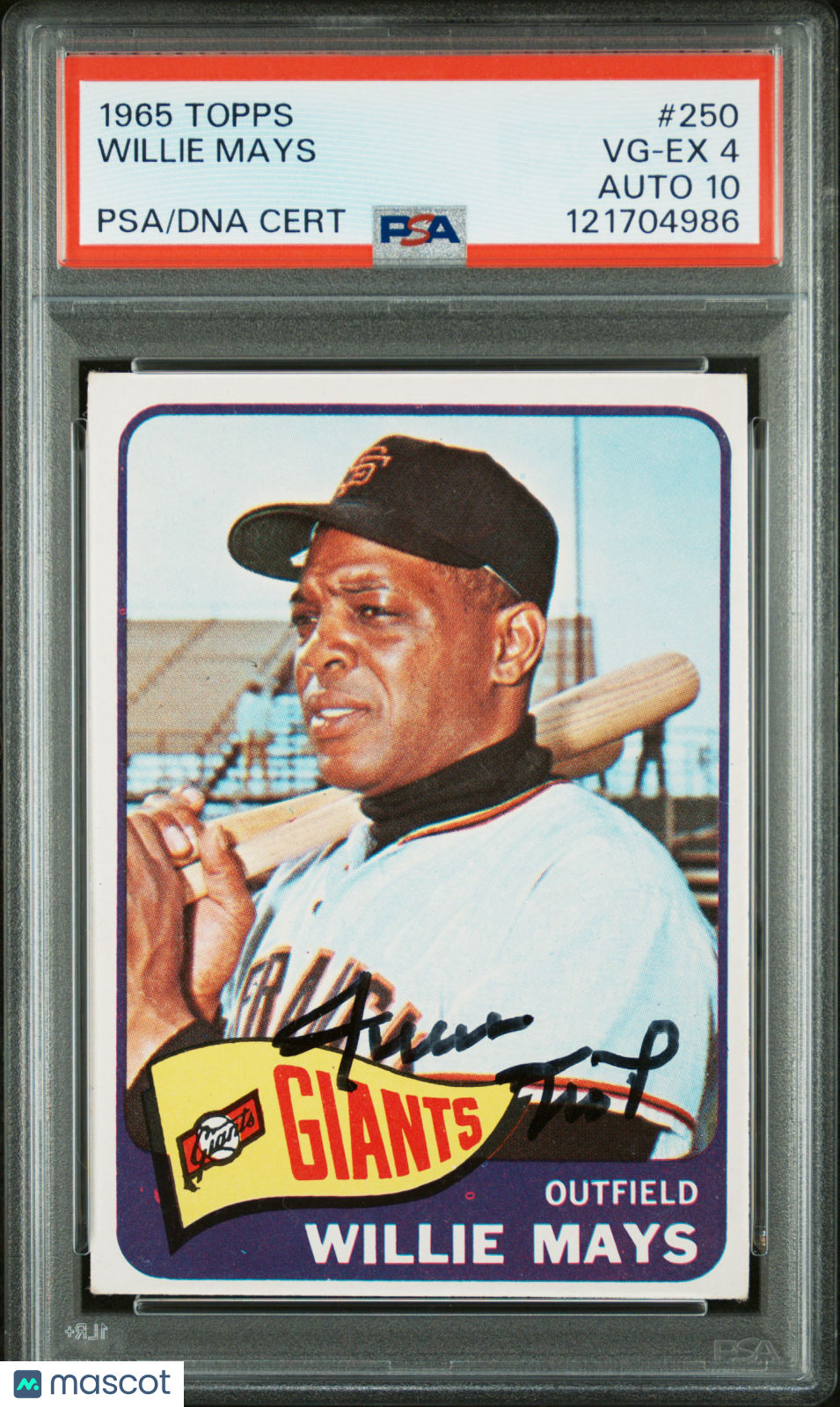 1965 Topps Willie Mays #250 PSA 4 Auto 10