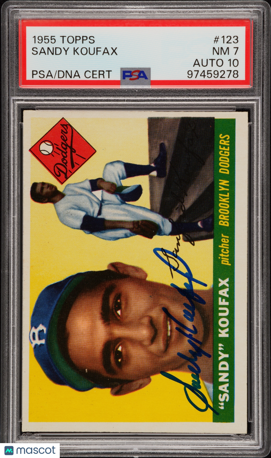 1955 Topps Sandy Koufax #123 PSA 7 Auto 10