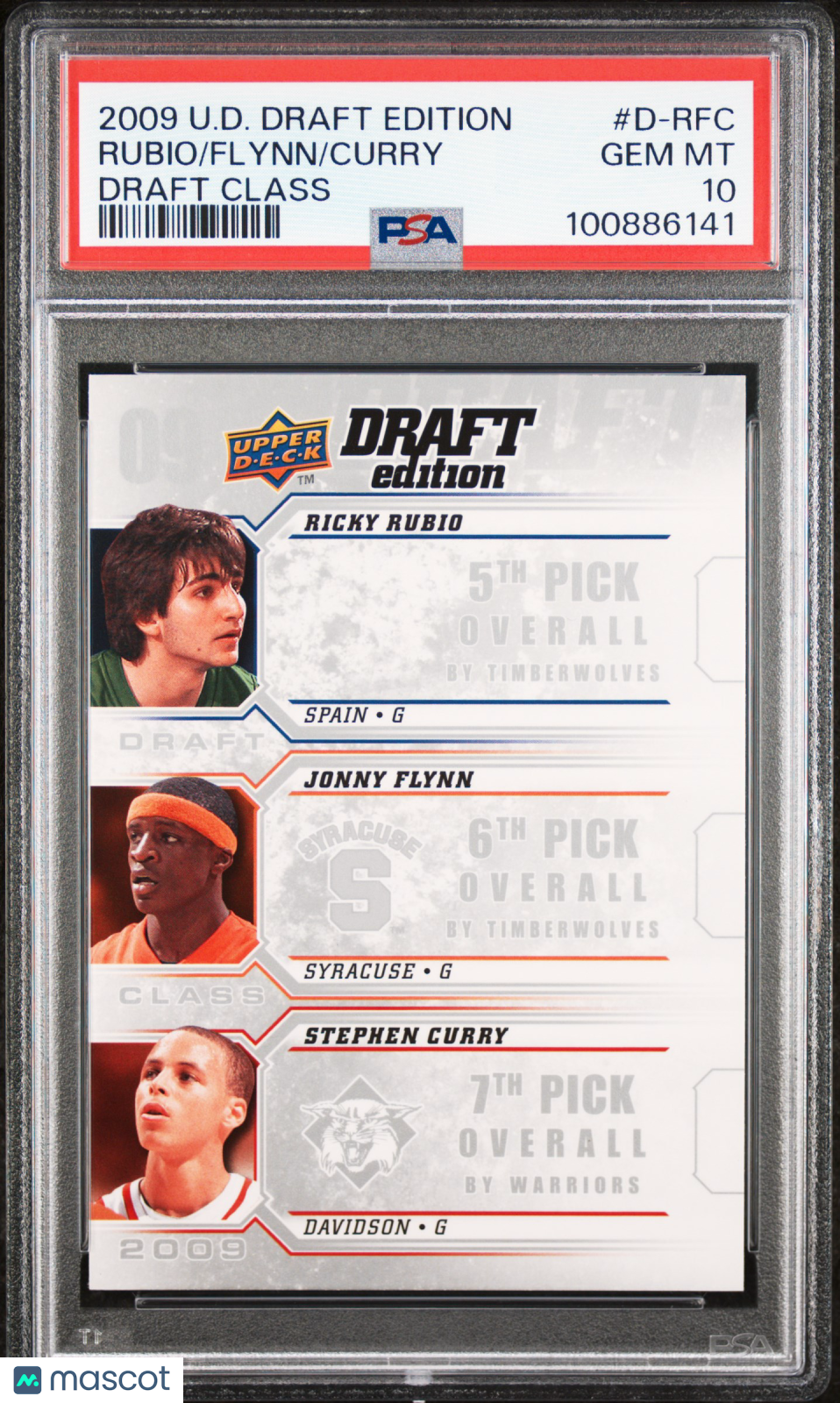 2009 Upper Deck Draft Edition Draft Class Curry Flynn Rubio #D-RFC PSA 10