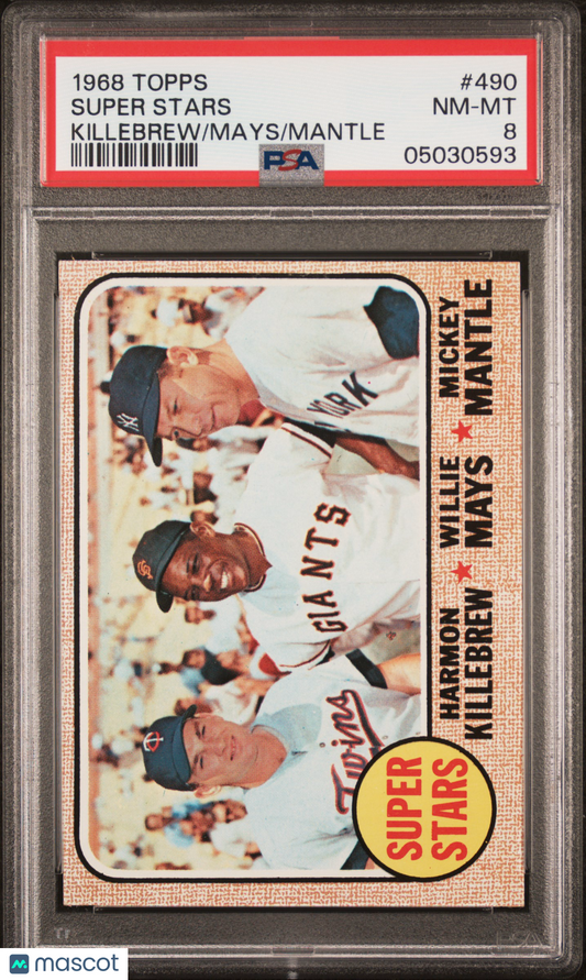 1968 Topps Super Stars #490 Killebrew Mays Mantle PSA 8