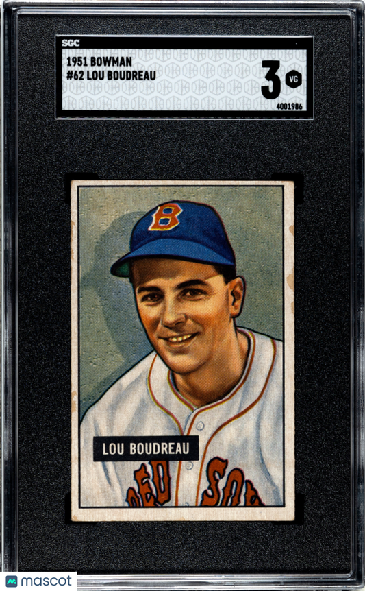 1951 Bowman Lou Boudreau #62 SGC 3