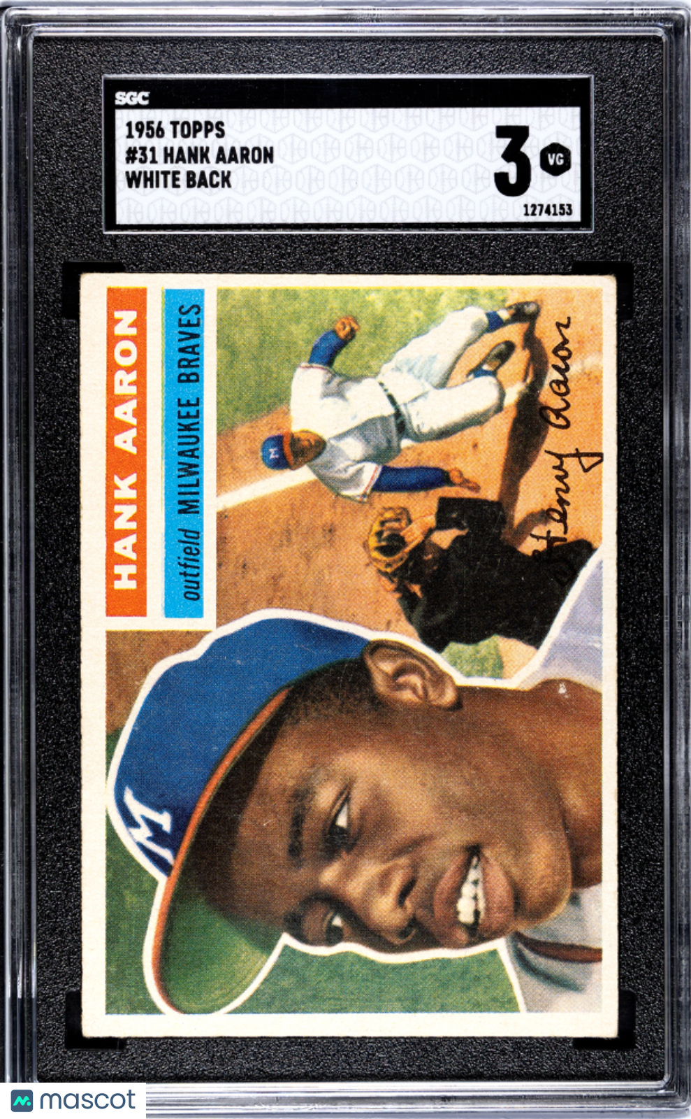 1956 Topps Hank Aaron #31 White Back SGC 3