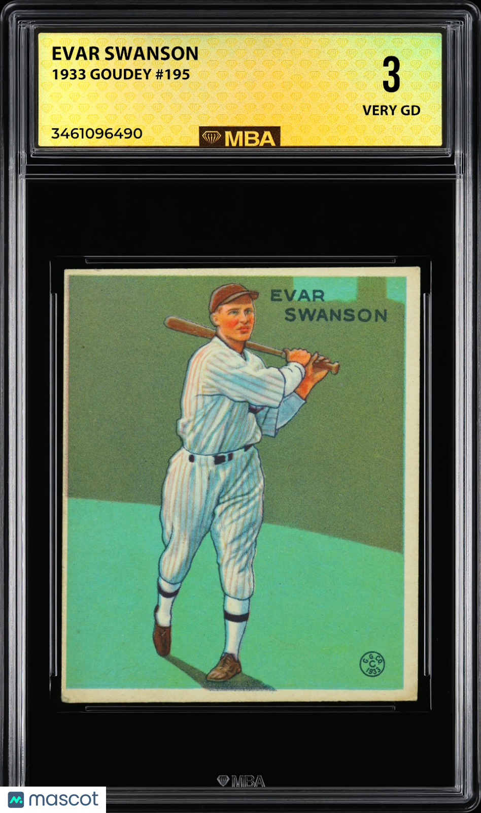 1933 Goudey Evar Swanson #195 MBA 3