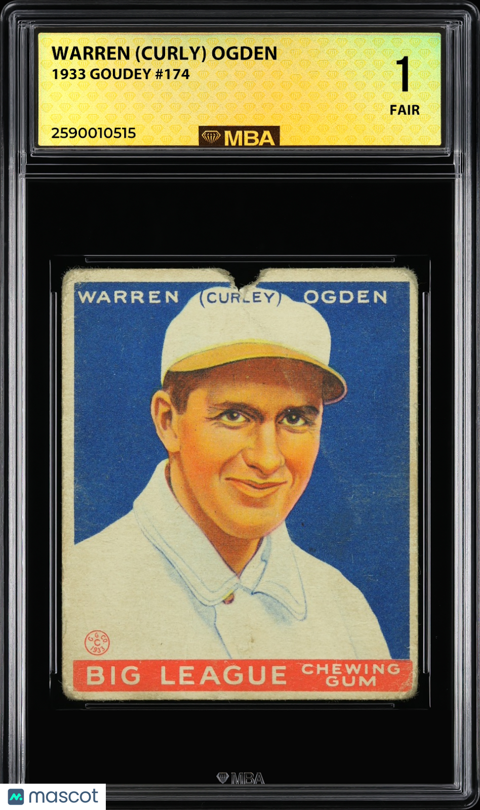 1933 Goudey Warren (Curly) Ogden #174 MBA 1