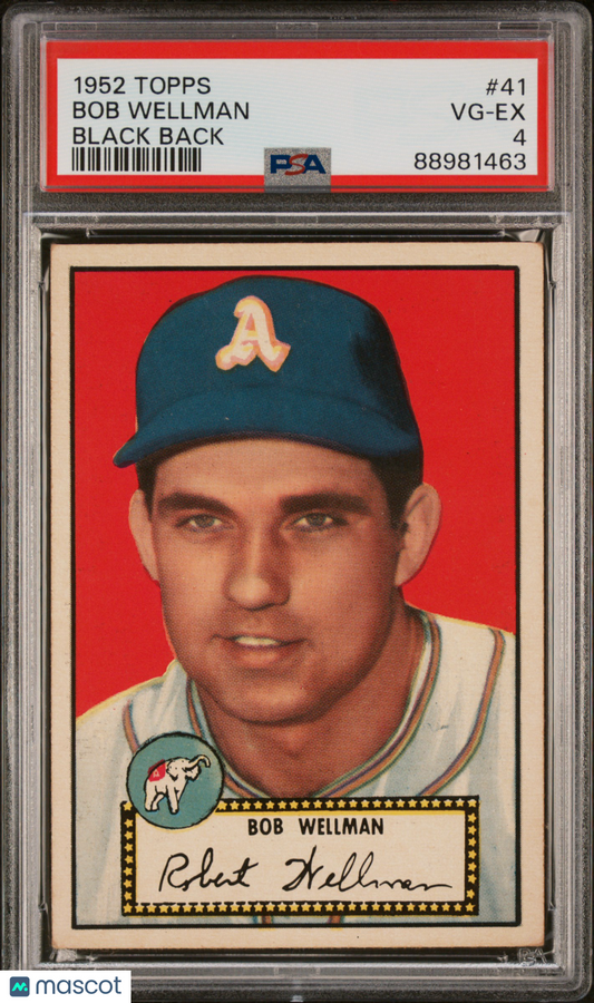1952 Topps Bob Wellman #41 Black Back PSA 4