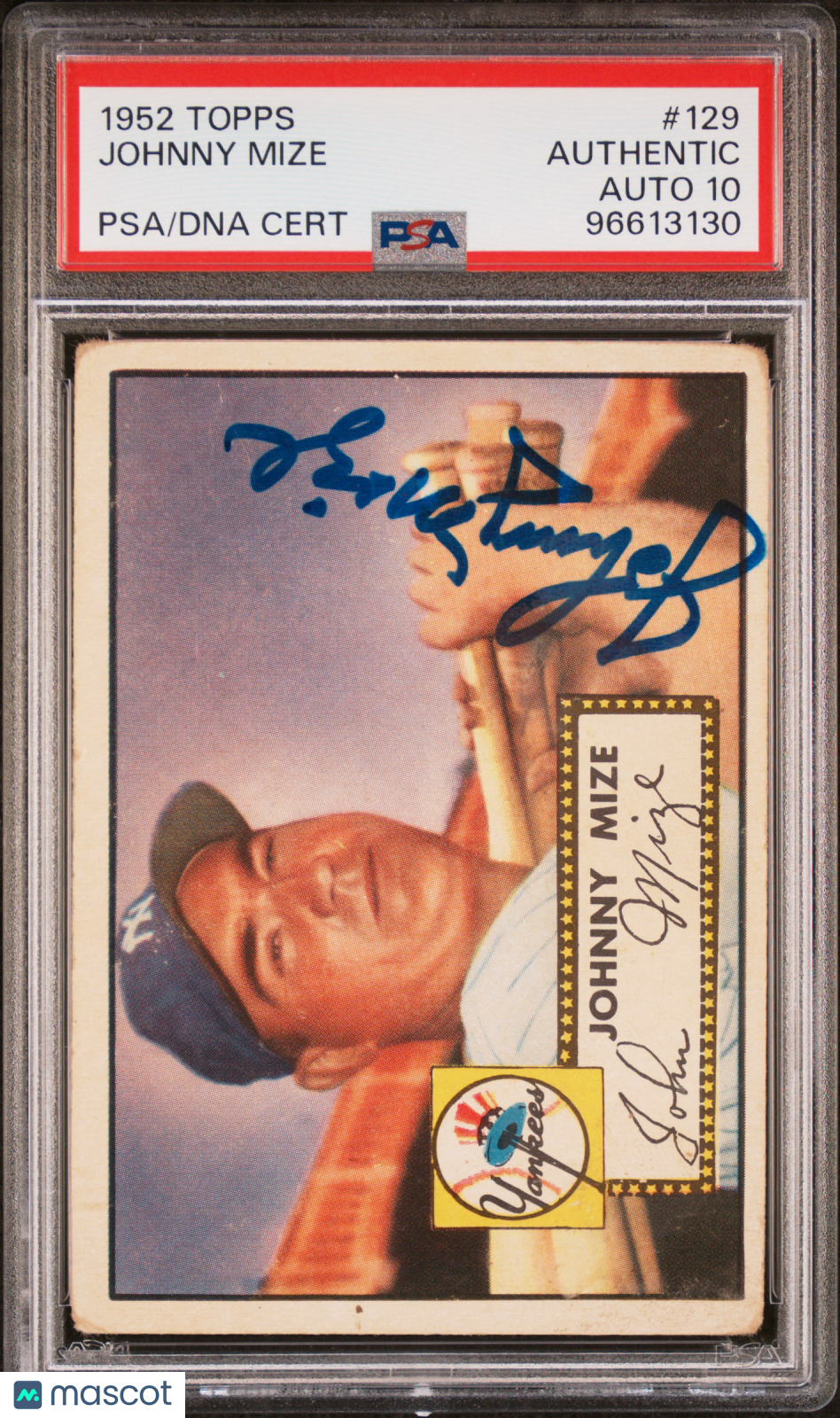 1952 Topps Johnny Mize #129 PSA A Auto 10