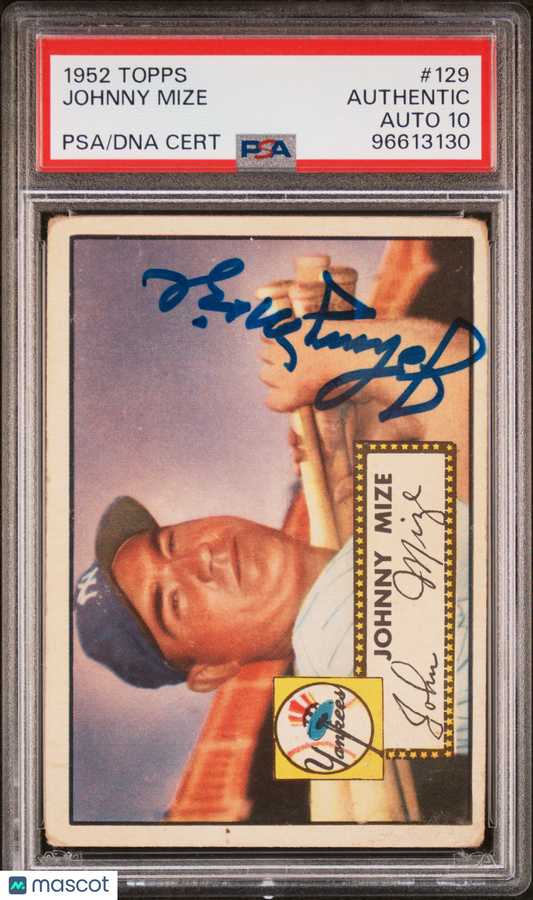 1952 Topps Johnny Mize #129 PSA A Auto 10