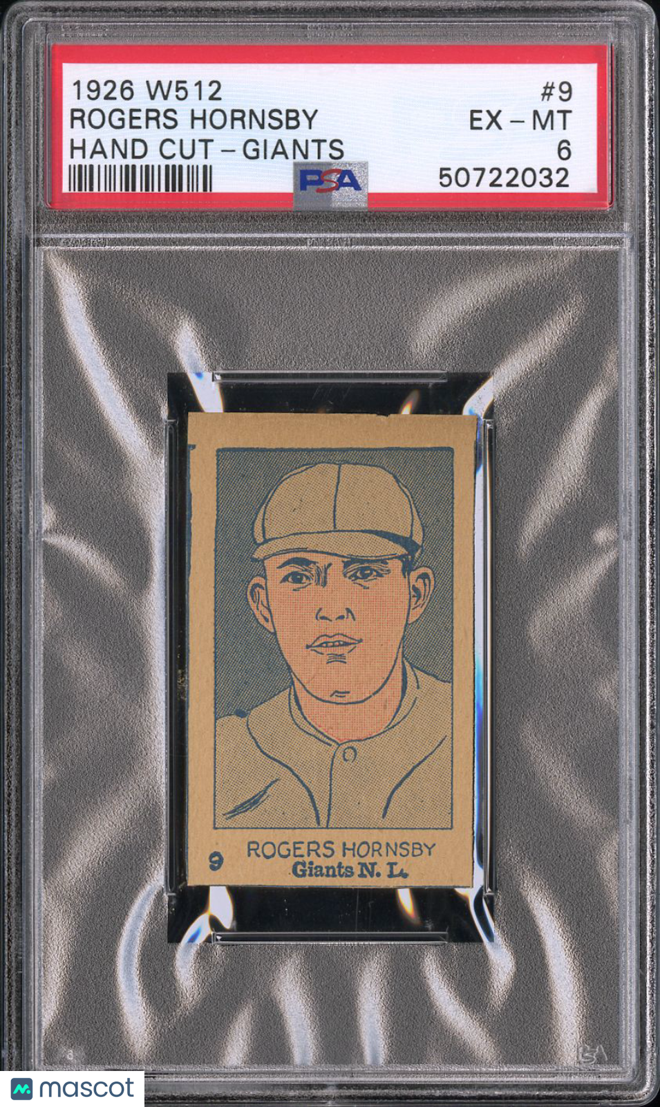 1926 W512 Hand Cut Rogers Hornsby #9 Giants PSA 6