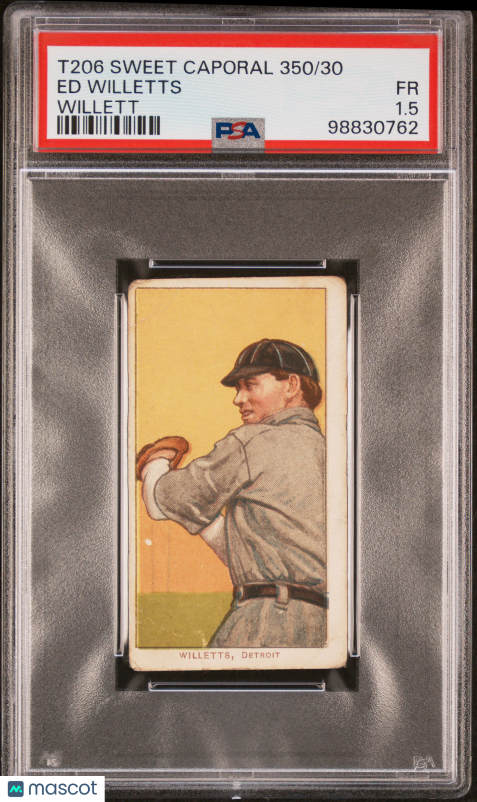 1909-11 T206 Sweet Caporal 350/30 Ed Willetts Willett PSA 1.5
