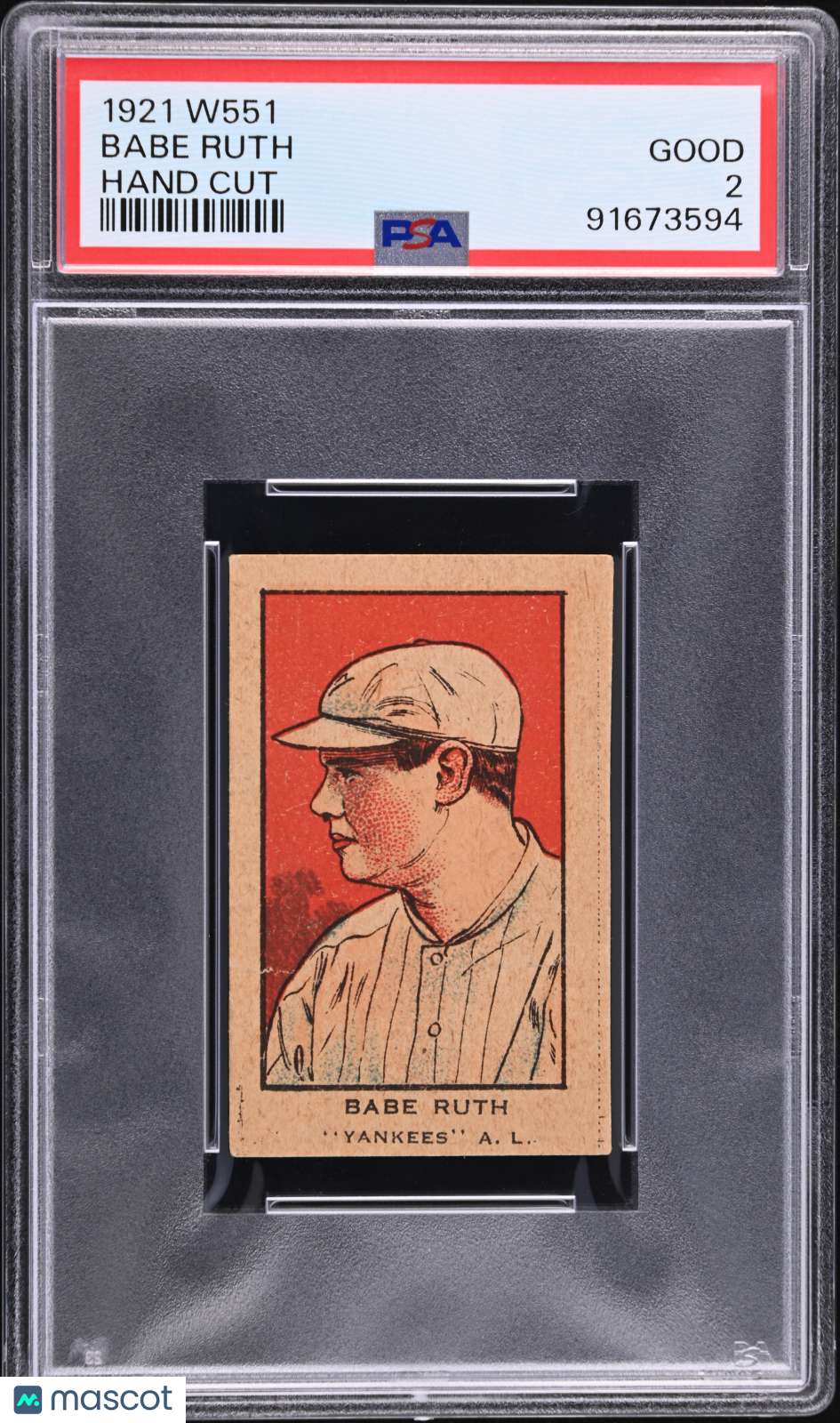 1921 W551 Babe Ruth Hand Cut PSA 2