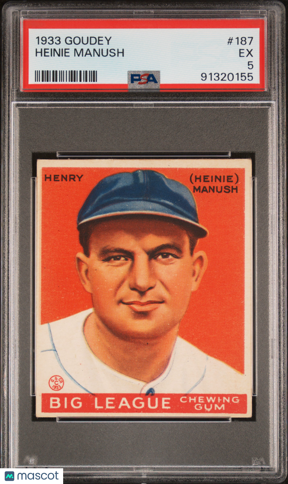 1933 Goudey Heinie Manush #187 PSA 5
