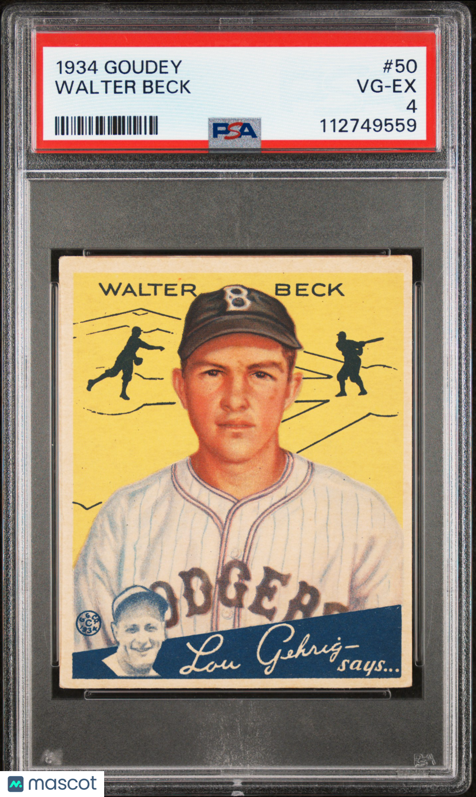1934 Goudey Walter Beck #50 PSA 4