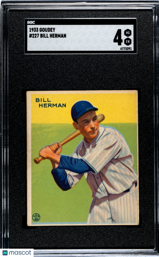 1933 Goudey Bill Herman #227 SGC 4