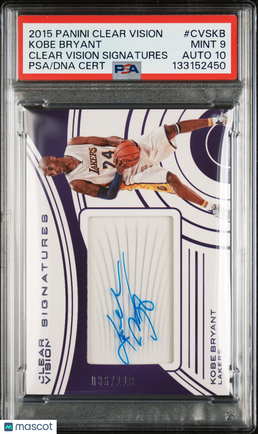 2015 Panini Clear Vision Signatures Kobe Bryant #CVSKB PSA 9 086/119 Auto 10