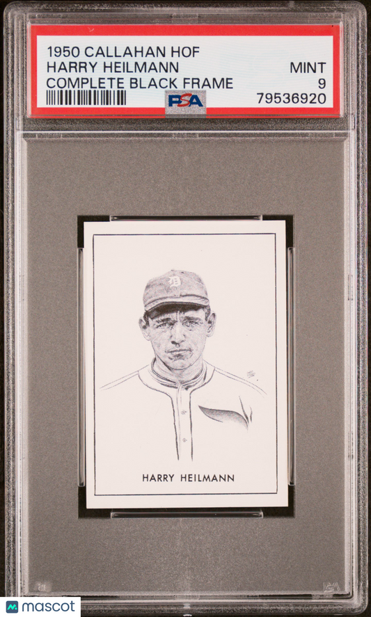 1950 Callahan Hall Of Fame Harry Heilmann Complete Black Frame PSA 9