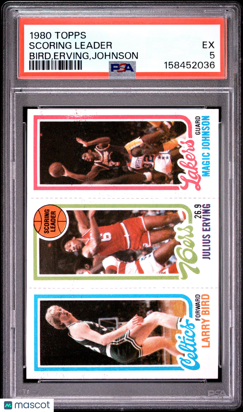1980 Topps Scoring Leader Bird Erving Johnson PSA 5