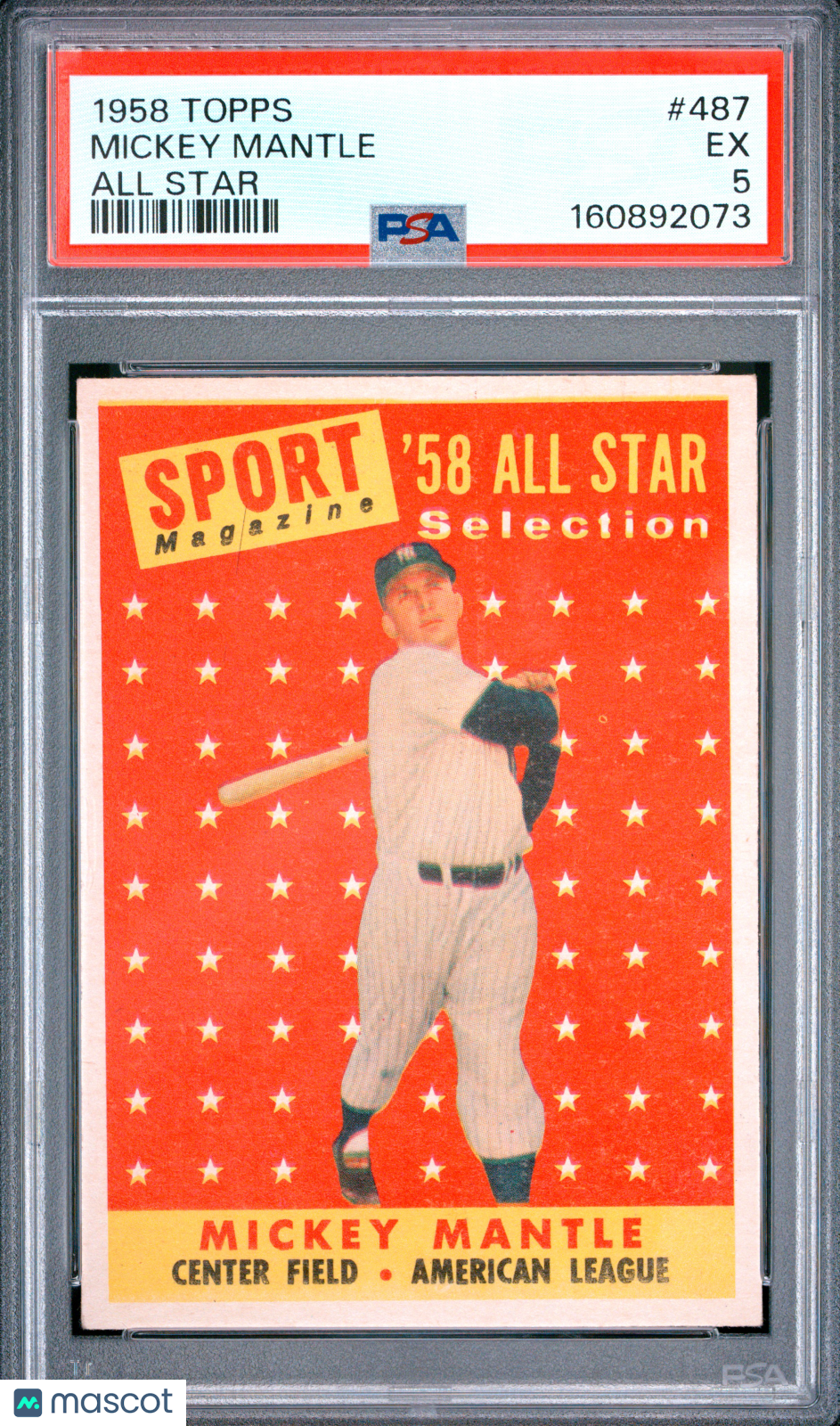 1958 Topps Mickey Mantle #487 All Star PSA 5