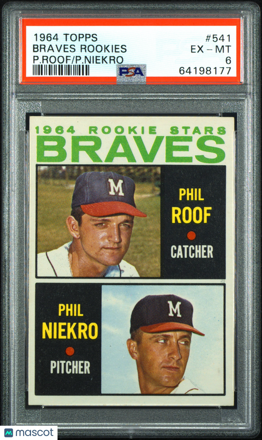 1964 Topps Braves Rookies #541 P. Roof P. Niekro PSA 6