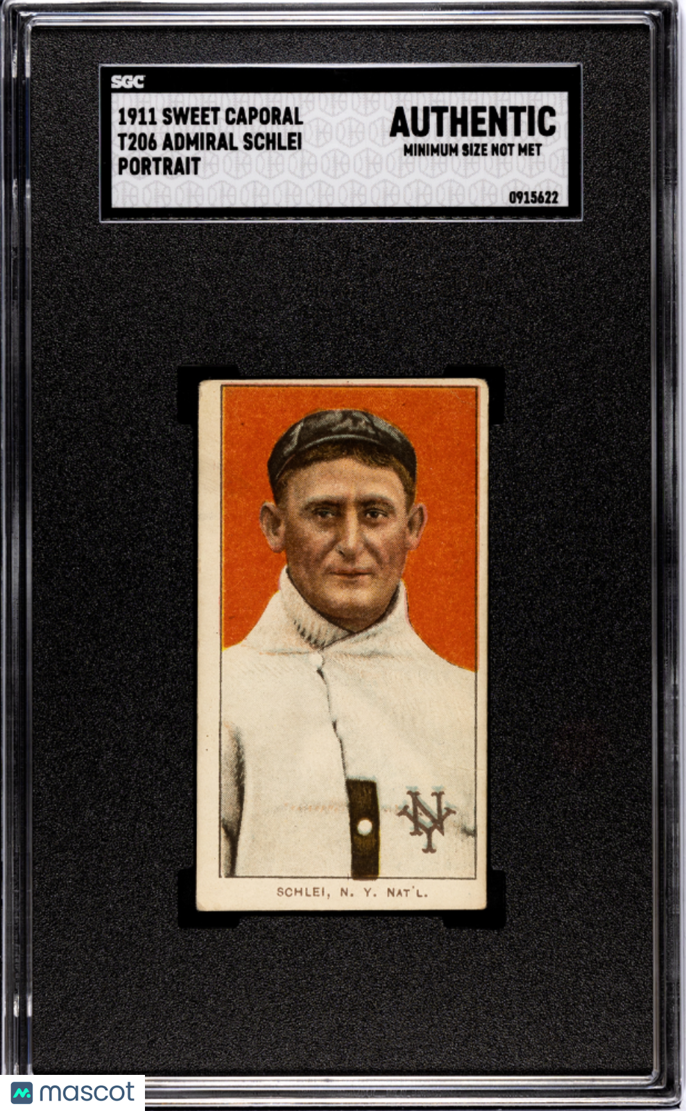 1911 Sweet Caporal (T206) Admiral Schlei Portrait SGC A