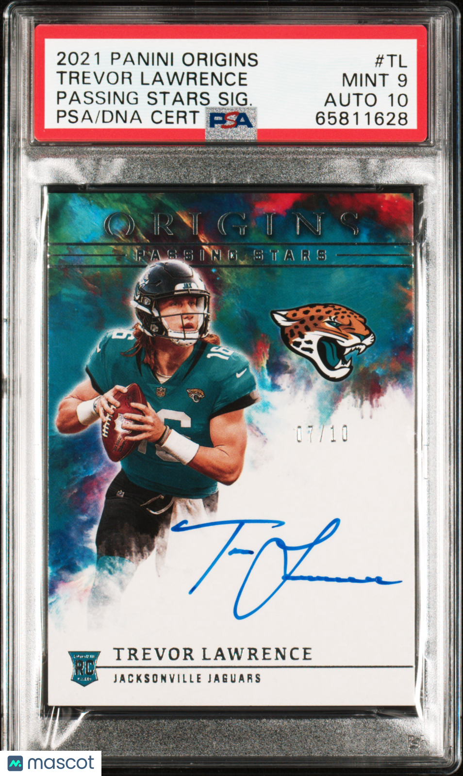 2021 Panini Origins Passing Stars Trevor Lawrence #TL SIG. 07/10 PSA 9 Auto 10