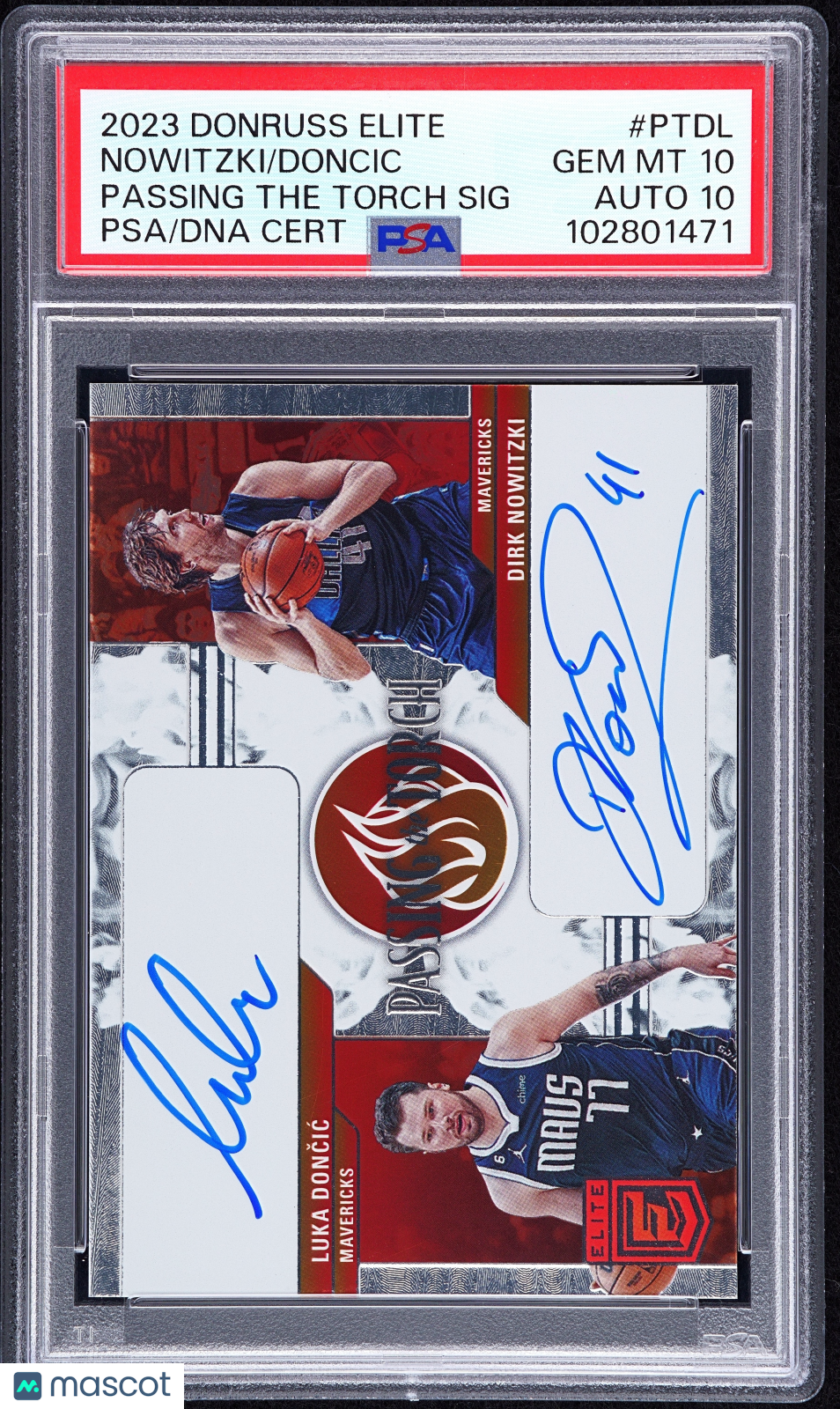 2023 Panini Donruss Elite PTT Signatures Nowitzki Doncic #PTDL PSA 10 Auto 10