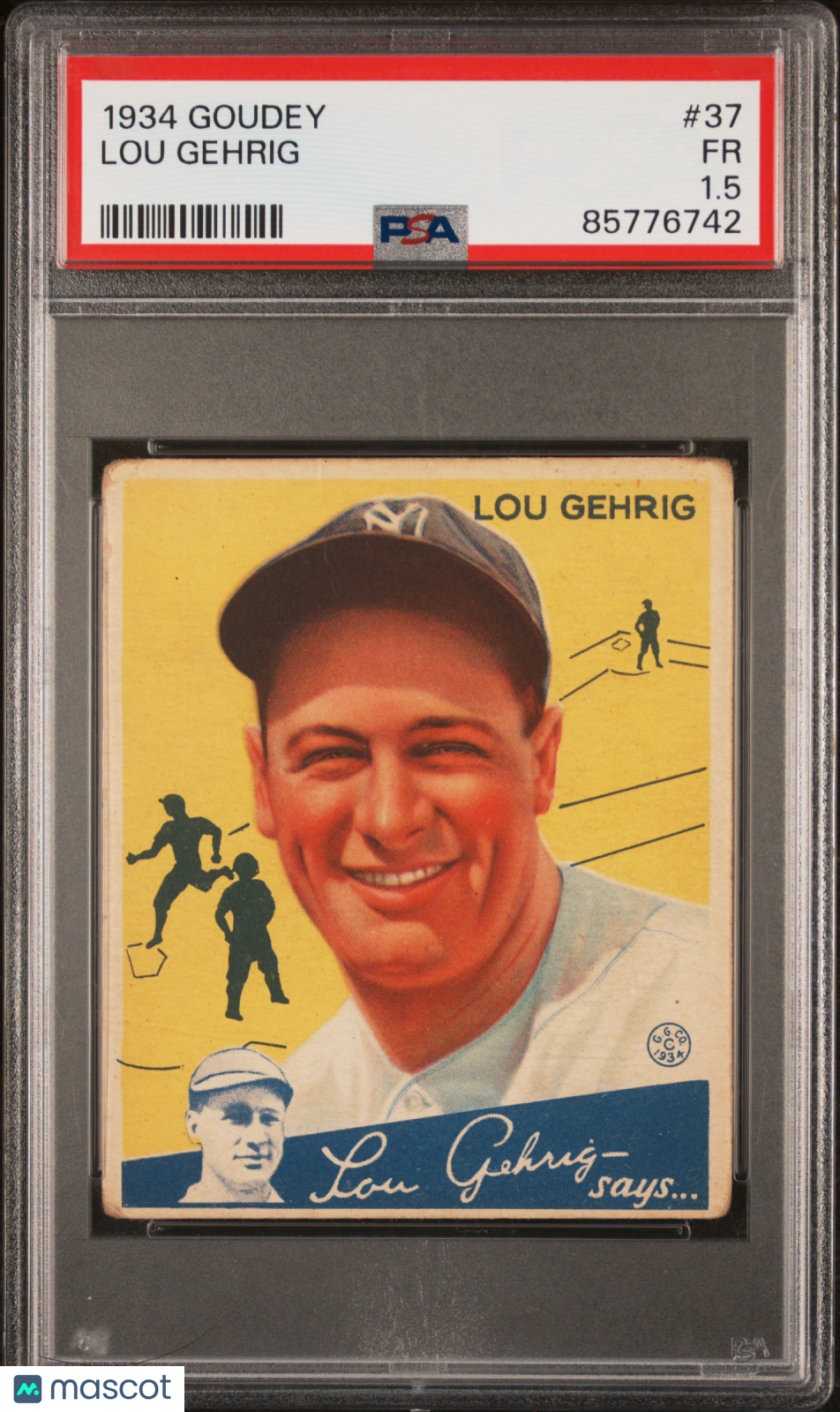 1934 Goudey Lou Gehrig #37 PSA 1.5