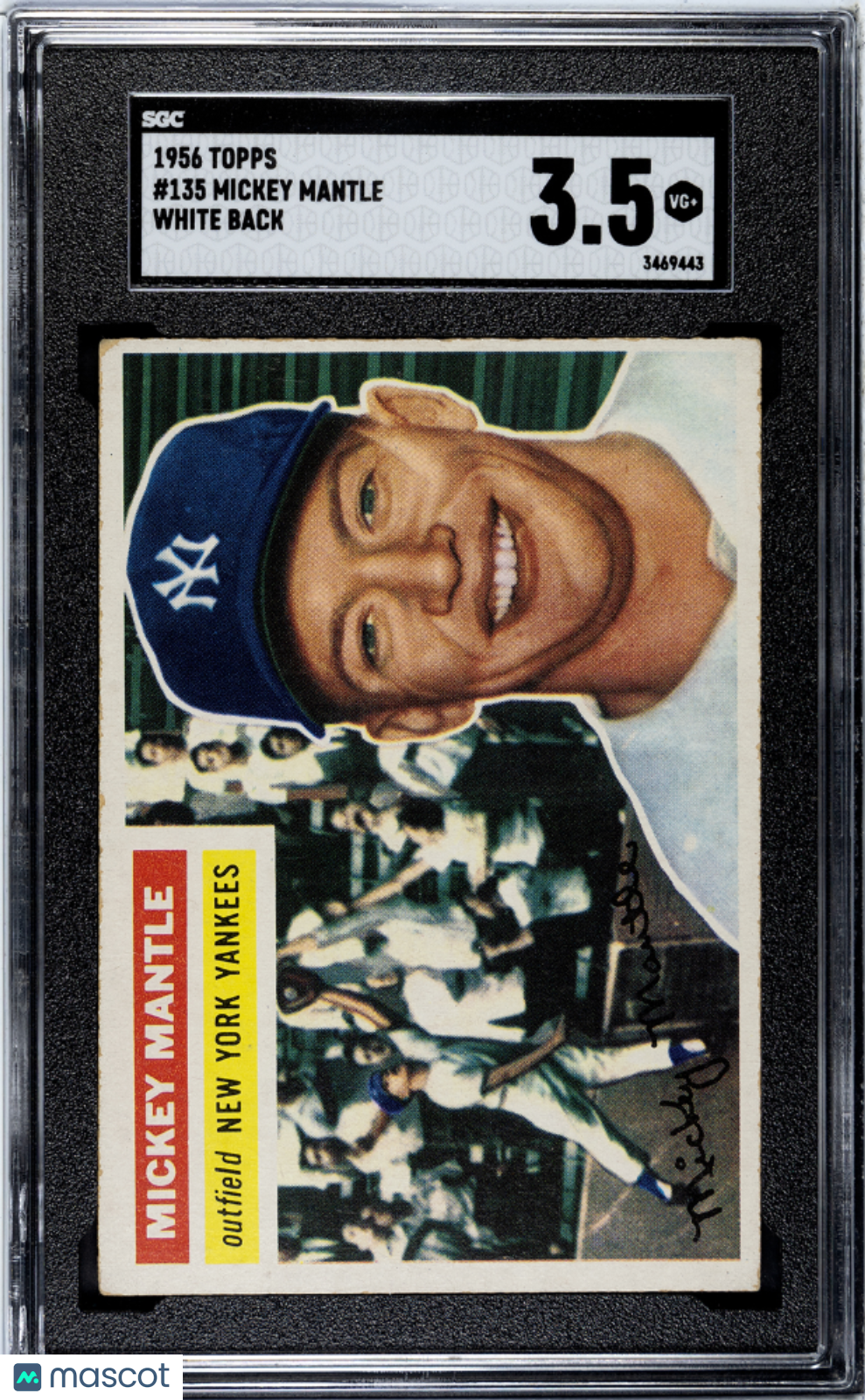 1956 Topps Mickey Mantle #135 White Back SGC 3.5