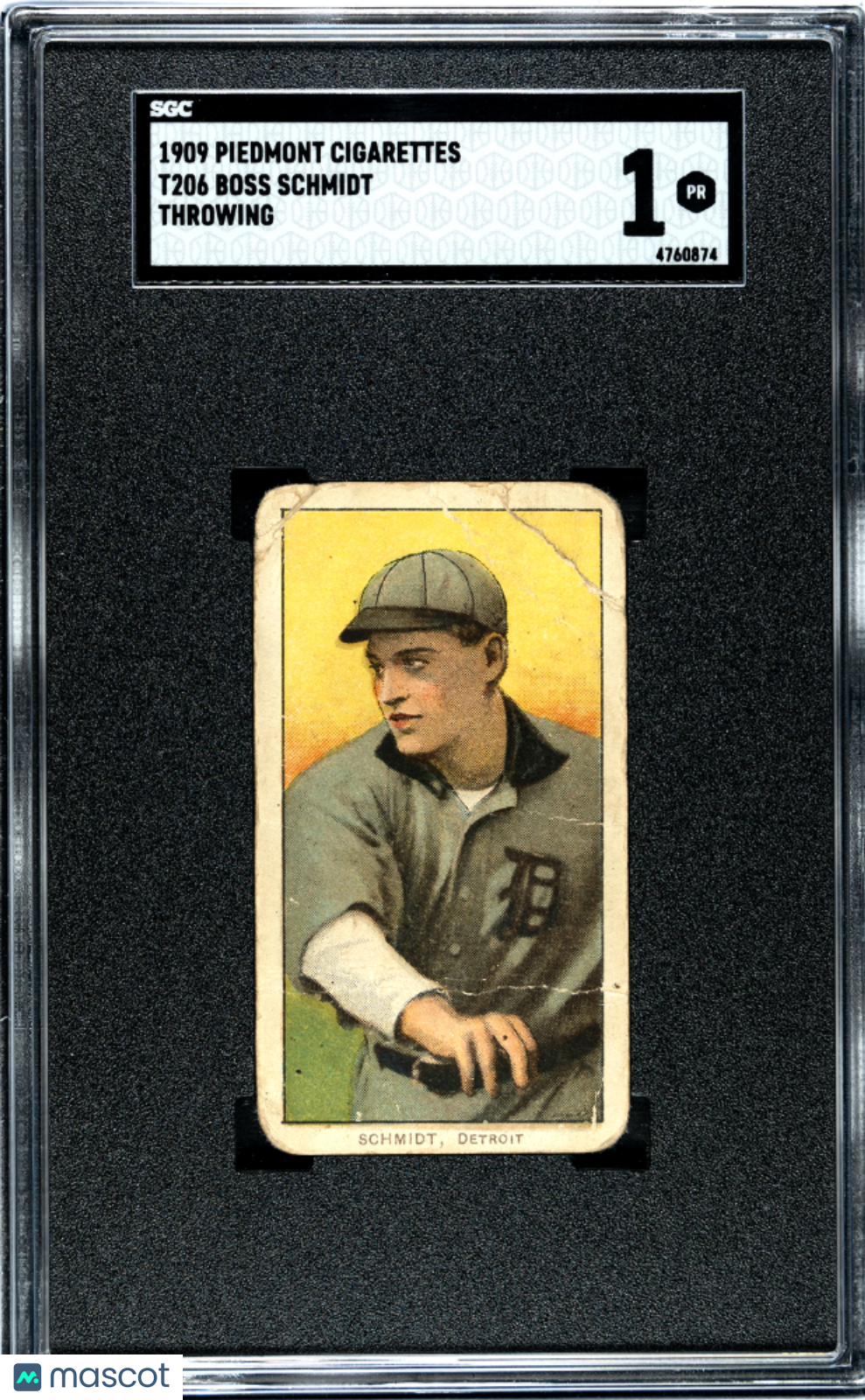 1909 Piedmont Cigarettes (T206) Boss Schmidt Throwing SGC 1