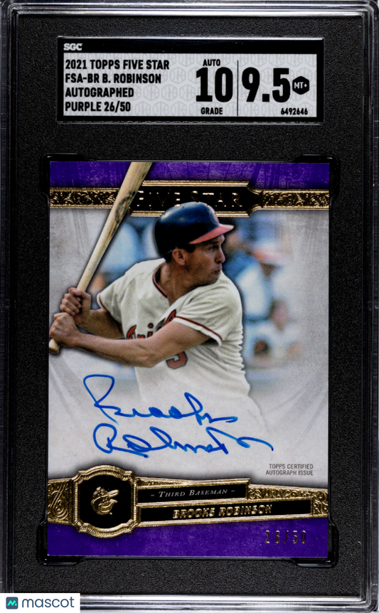 2021 Topps Five Star Brooks Robinson #FSA-BR Autograph Purple 50 SGC 9.5 Auto 10