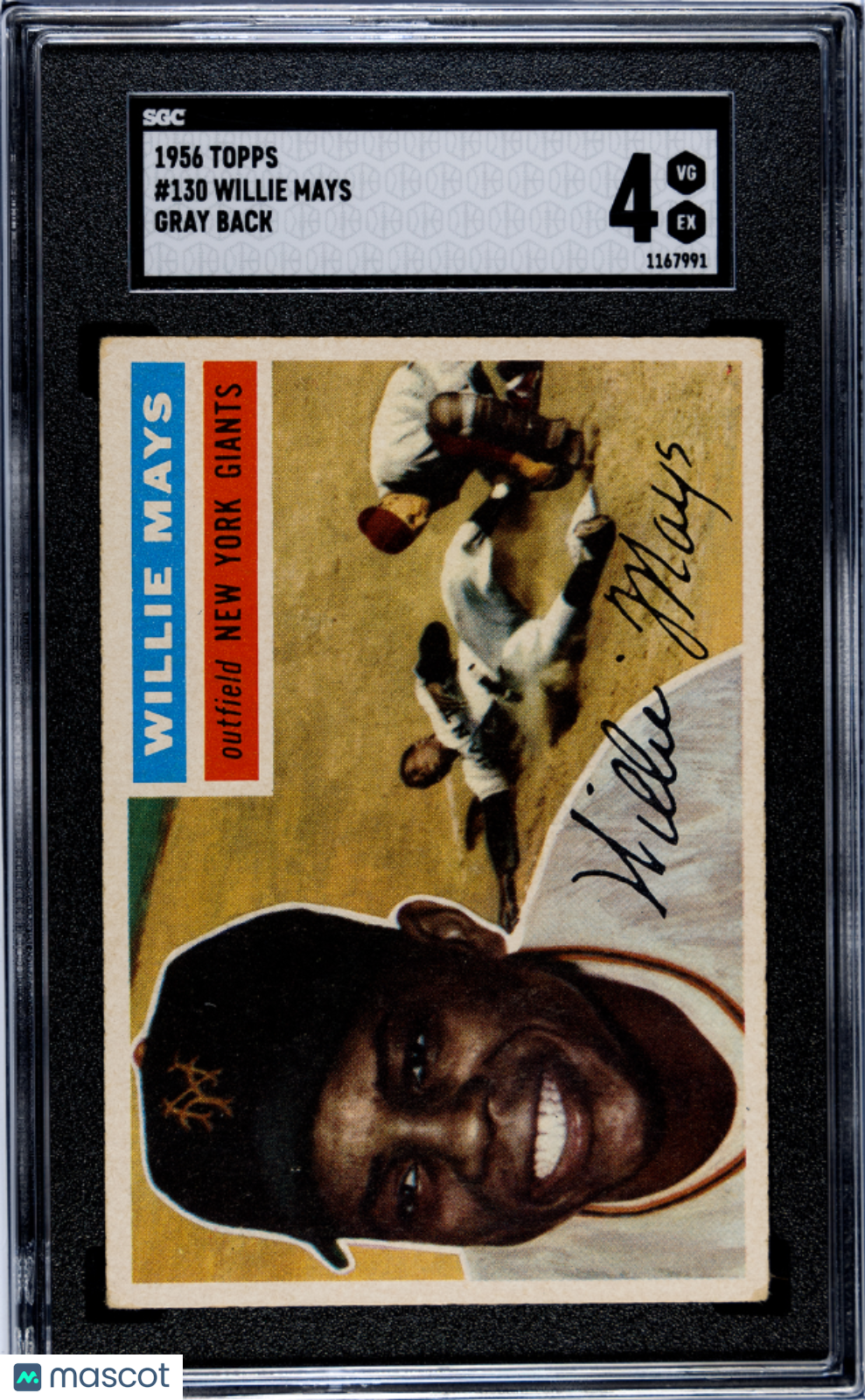 1956 Topps Willie Mays #130 Gray Back SGC 4