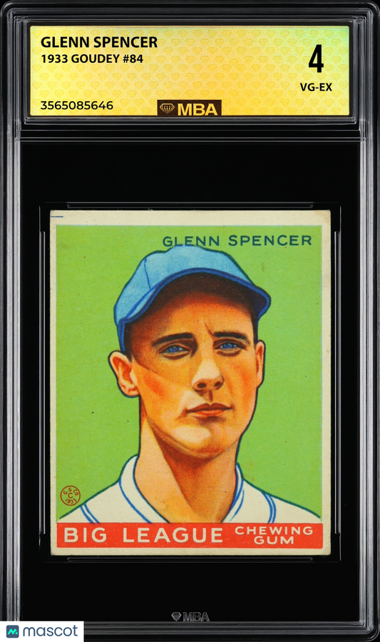 1933 Goudey Glenn Spencer #84 MBA 4