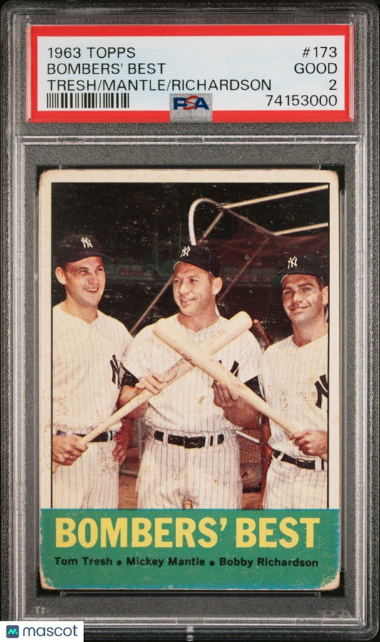 1963 Topps Bombers' Best #173 Tresh Mantle Richardson PSA 2